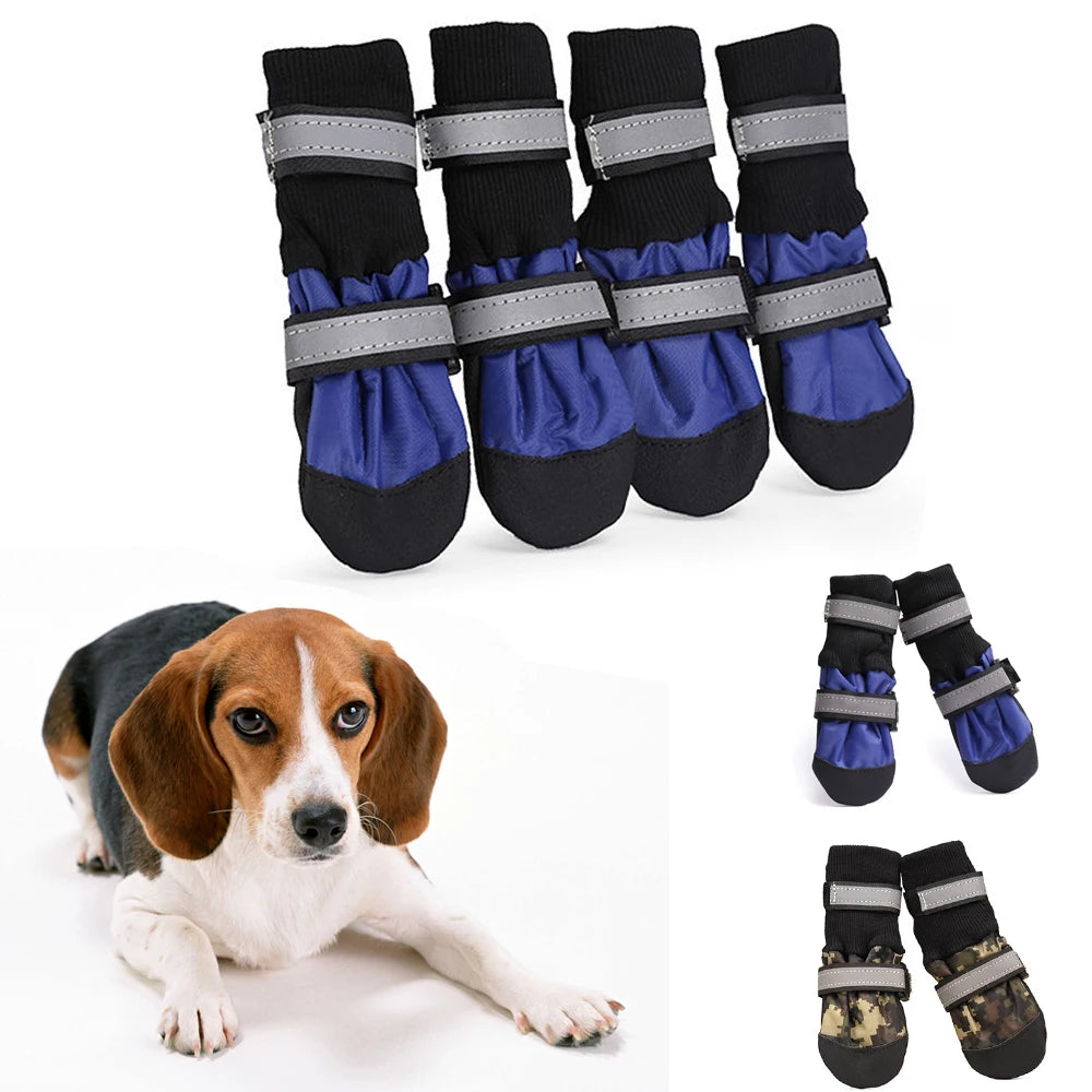 Winter Dog Boots – Waterproof, Anti-Slip, Reflective Paw Protectors for Medium & Large Dogs