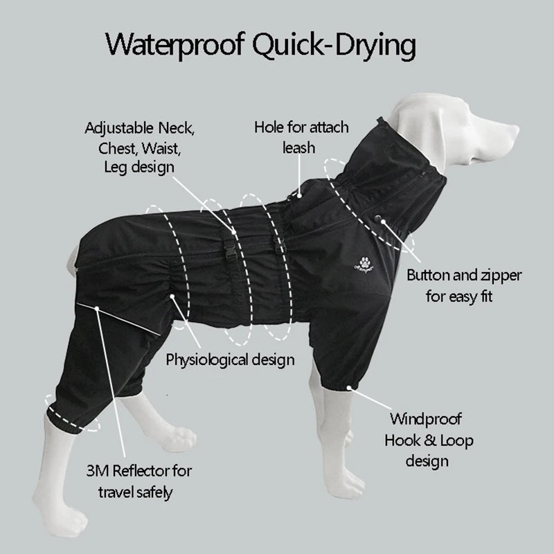 Waterproof Reflective Dog Jumpsuit – Warm Winter Outdoor Coat for Small, Medium & Large Dogs