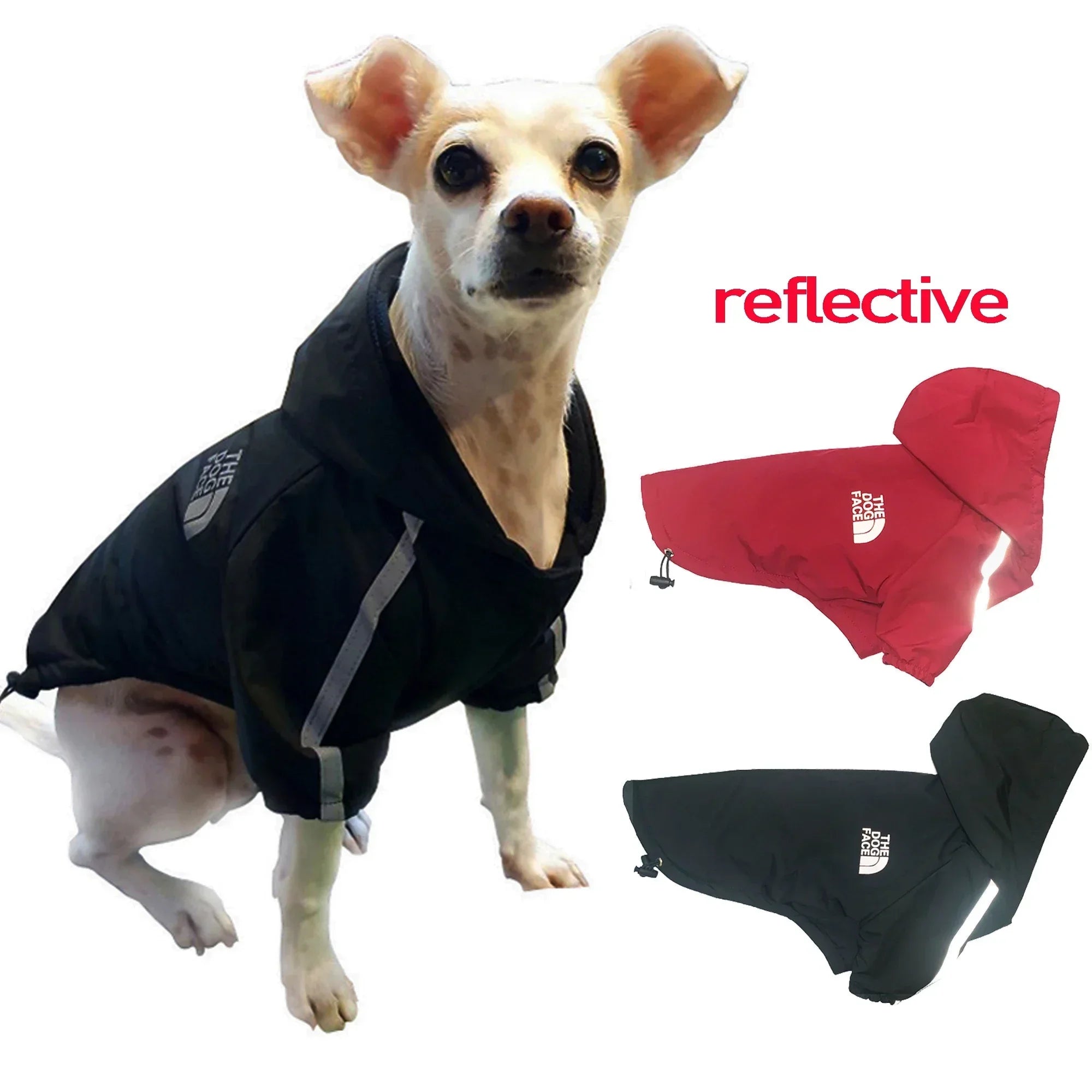 Autumn/Winter Dog Coat – Waterproof Reflective Hooded Jacket for Small Dogs, Warm Cotton Pet Clothing