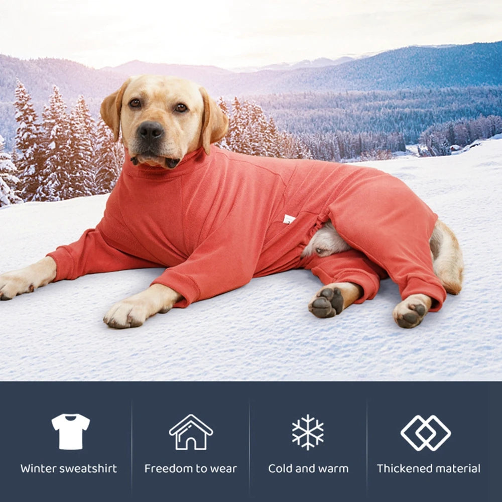 Fleece Full-Body Dog Snowsuit – Cozy 4-Leg Winter Coat for All Size Dogs