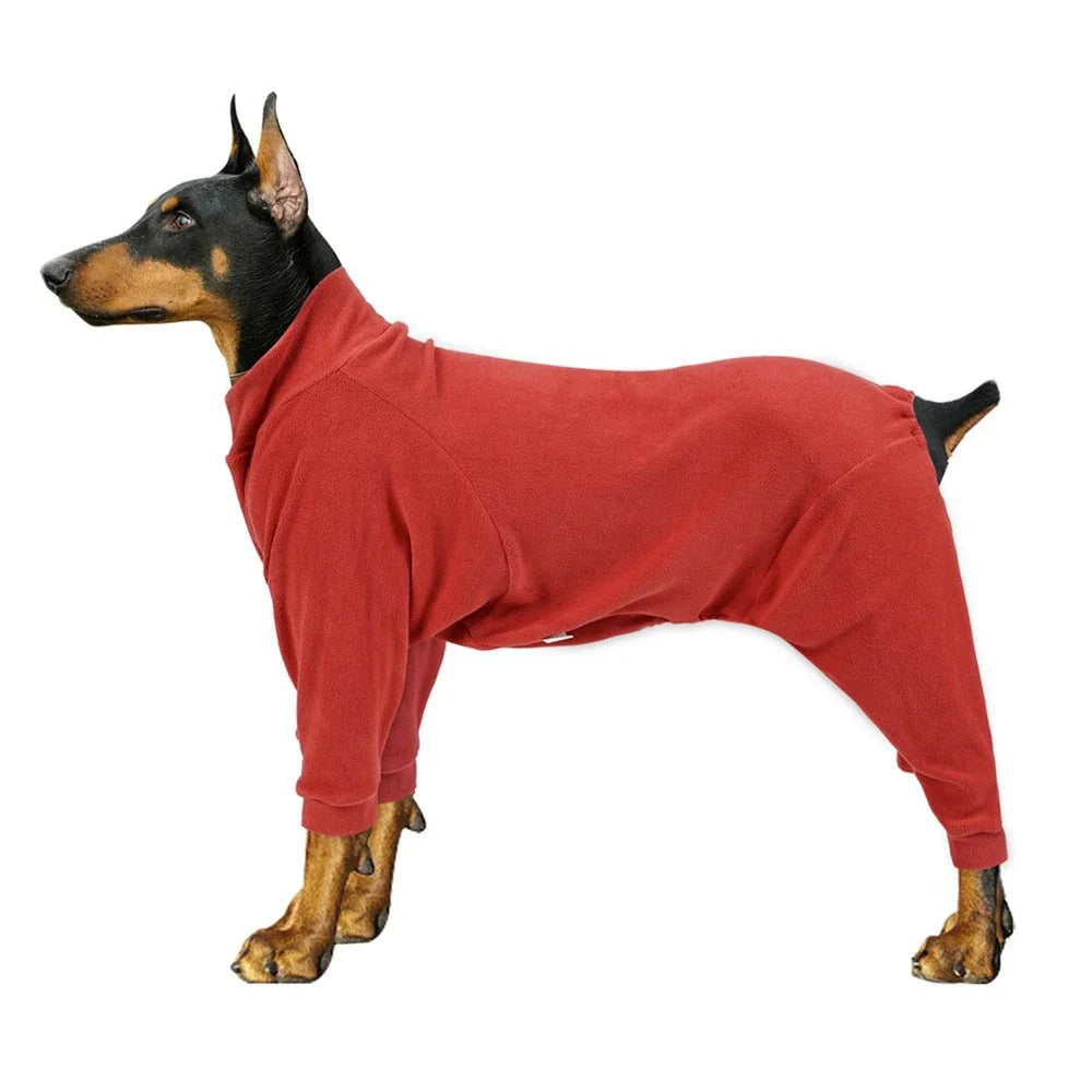 Fleece Full-Body Dog Snowsuit – Cozy 4-Leg Winter Coat for All Size Dogs