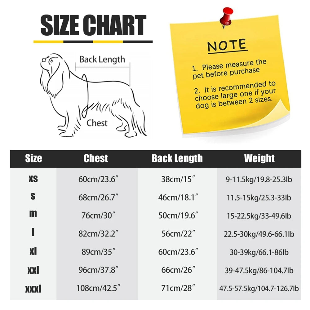 Fleece Full-Body Dog Snowsuit – Cozy 4-Leg Winter Coat for All Size Dogs