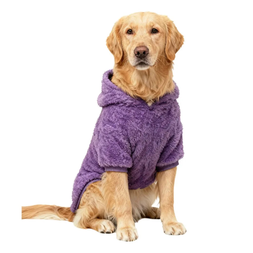 Winter Dog Hoodie Fleece Warm Coat – Medium & Large Dogs, Soft Outdoor Pet Jacket