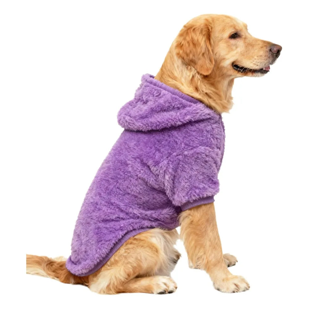Winter Dog Hoodie Fleece Warm Coat – Medium & Large Dogs, Soft Outdoor Pet Jacket