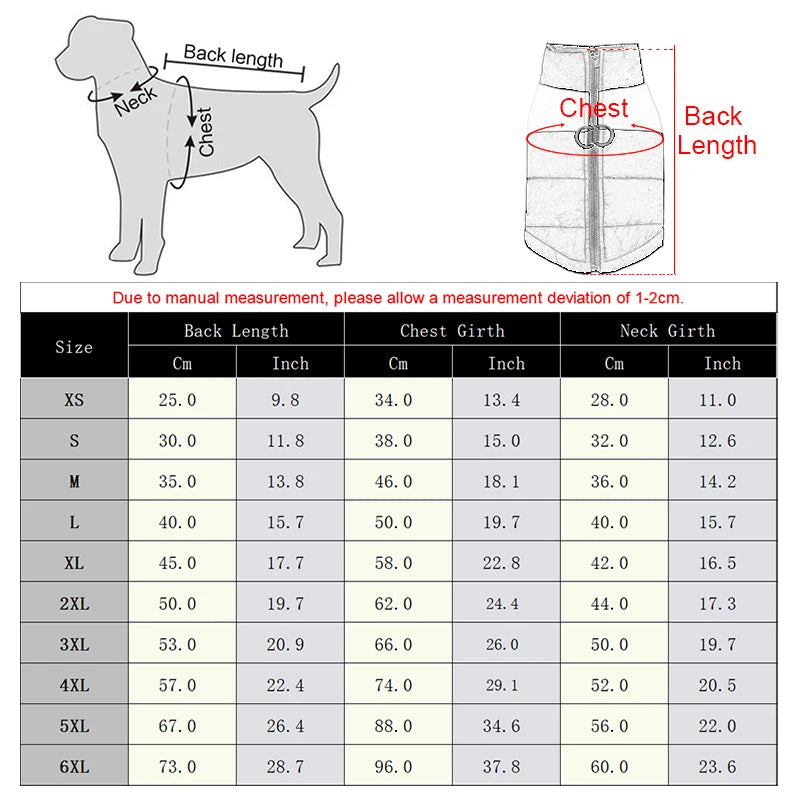 Waterproof Winter Dog Jacket Warm Windproof Pet Coat Vest for Small Large Dogs