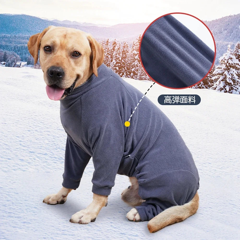 Fleece Full-Body Dog Snowsuit – Cozy 4-Leg Winter Coat for All Size Dogs