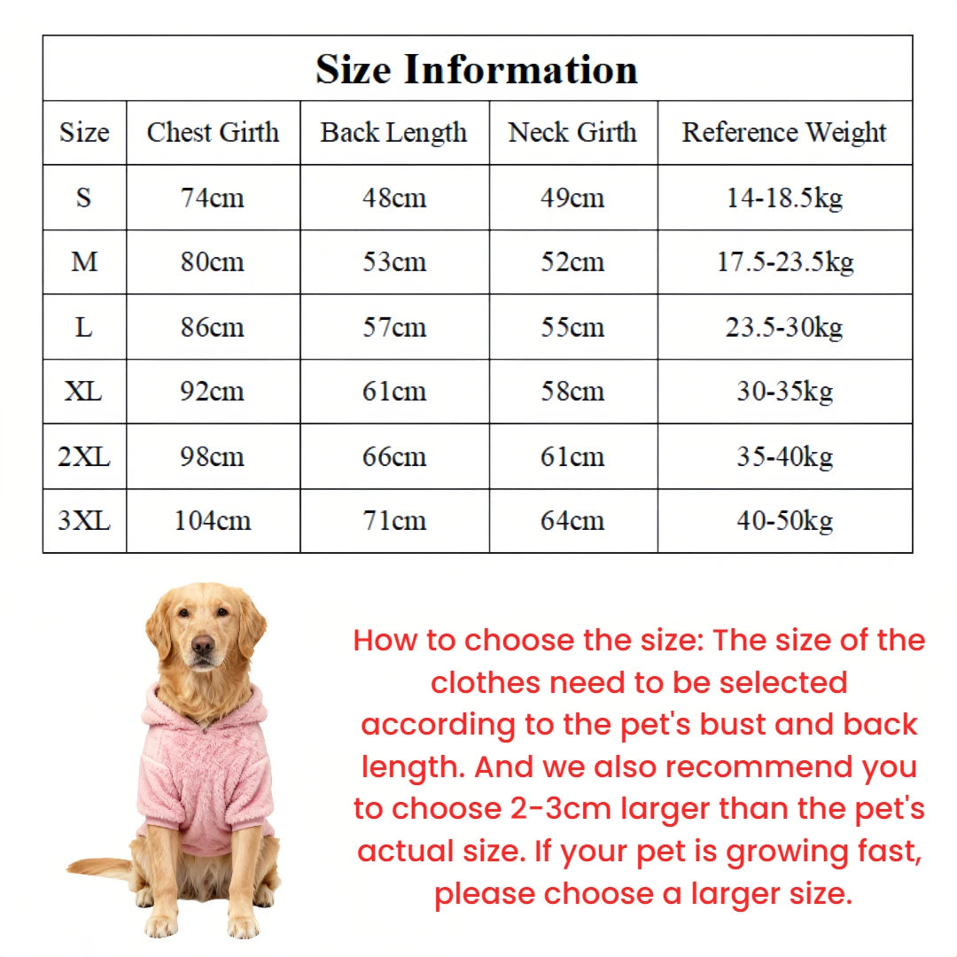 Winter Dog Hoodie Fleece Warm Coat – Medium & Large Dogs, Soft Outdoor Pet Jacket