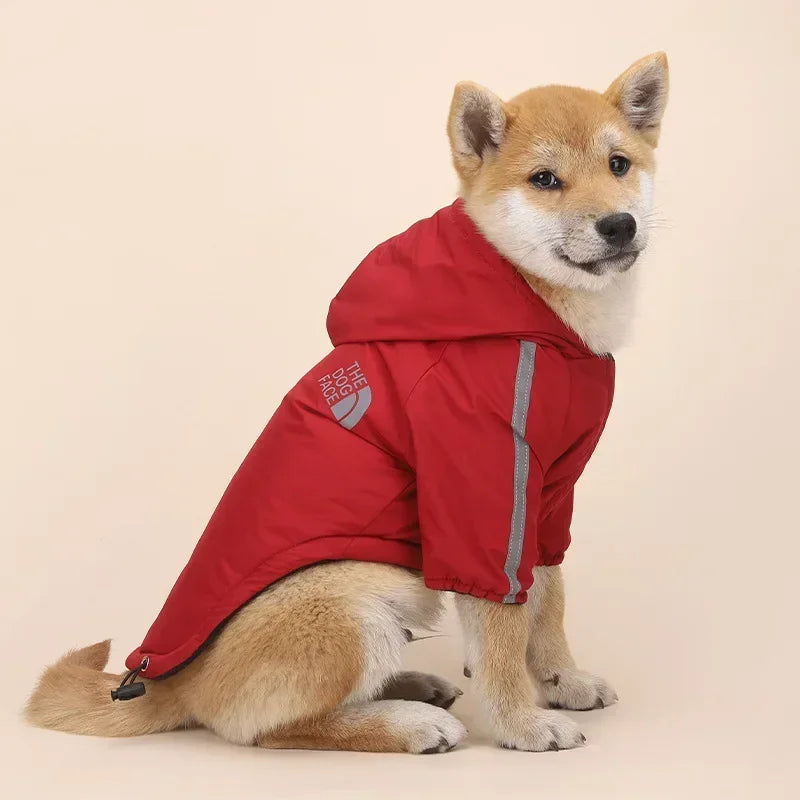 Autumn/Winter Dog Coat – Waterproof Reflective Hooded Jacket for Small Dogs, Warm Cotton Pet Clothing