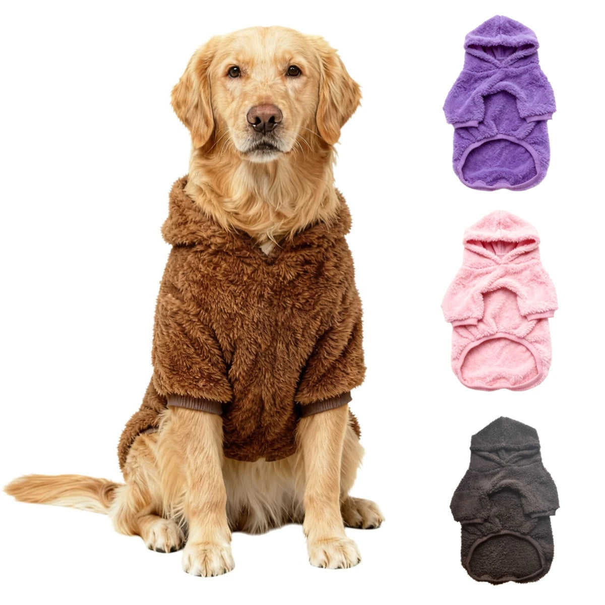 Winter Dog Hoodie Fleece Warm Coat – Medium & Large Dogs, Soft Outdoor Pet Jacket
