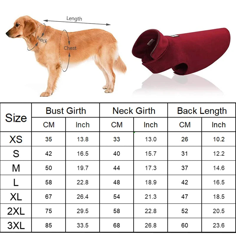 Reversible Fleece Dog Coat – Warm Winter Jacket for Small, Medium & Large Dogs and Puppies