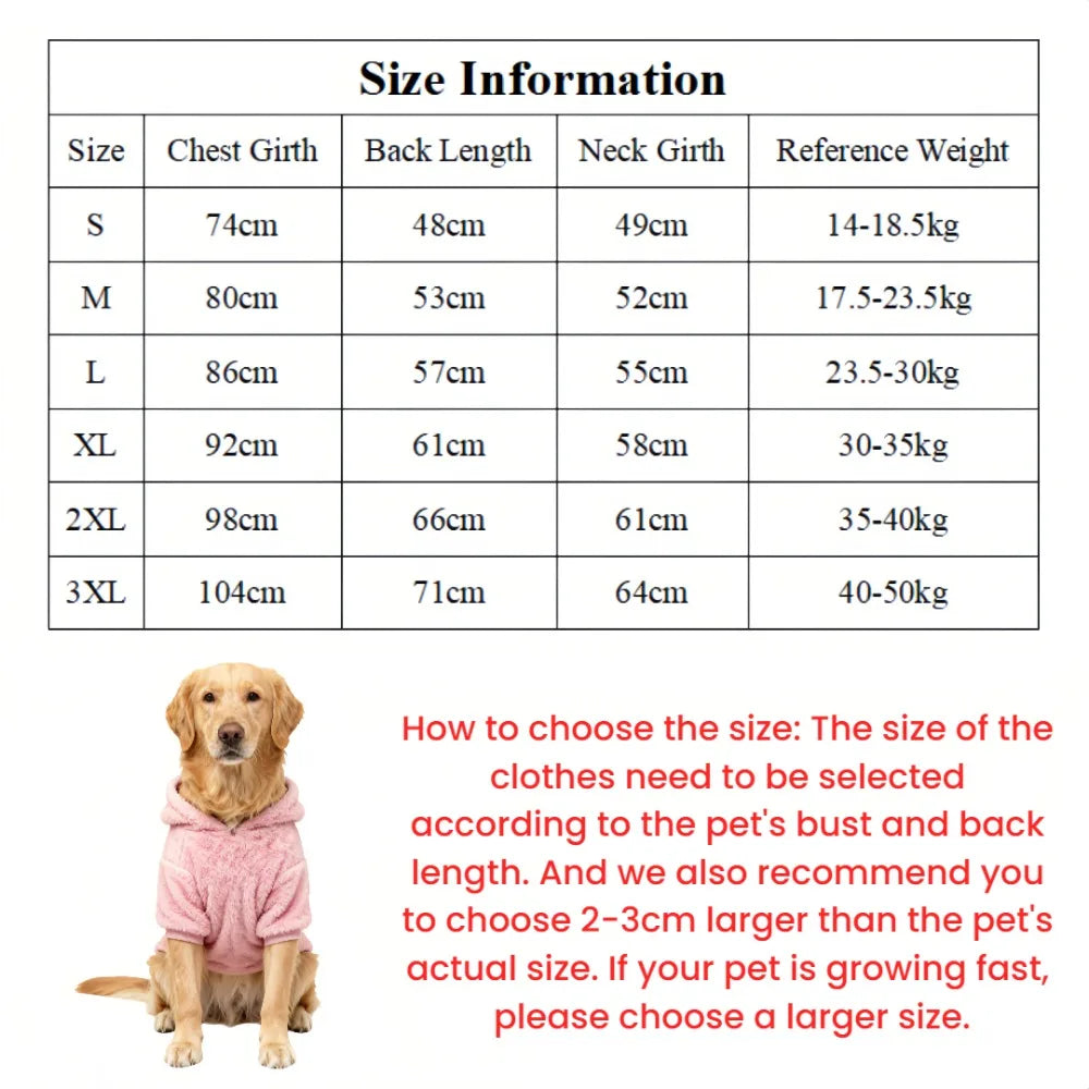 Winter Dog Hoodie Fleece Warm Coat – Medium & Large Dogs, Soft Outdoor Pet Jacket
